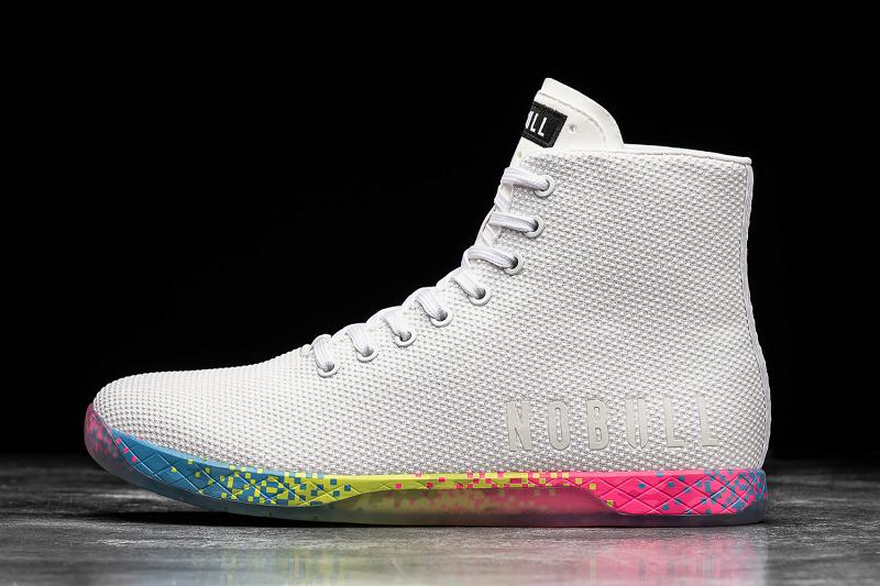 White Nobull High-Top Neon Glitch Men\'s Trainers | CA I1498L